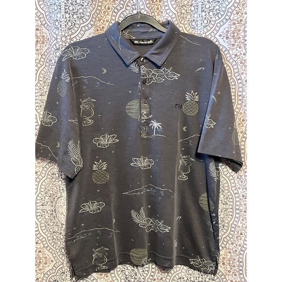 Travis Mathew Mens Hawaiian Print Polo Shirt Size M - Picture 2 of 12